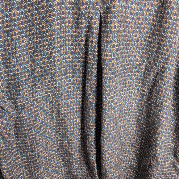 Cote De France 100% Silk Men's long sleeve shirt  blue yellow green XL - Picture 7 of 7